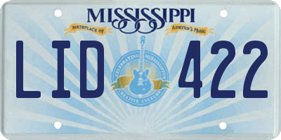 MS license plate LID422