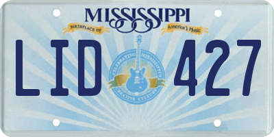 MS license plate LID427