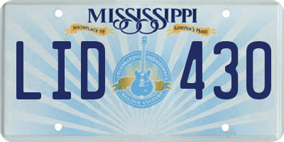 MS license plate LID430
