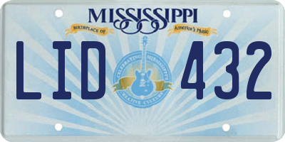 MS license plate LID432
