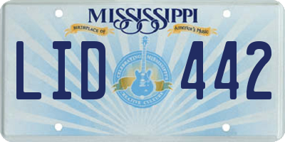MS license plate LID442