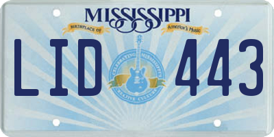 MS license plate LID443