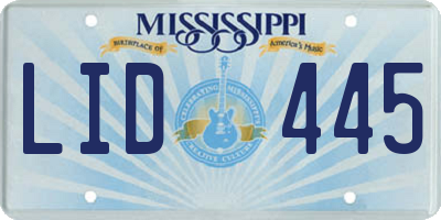 MS license plate LID445