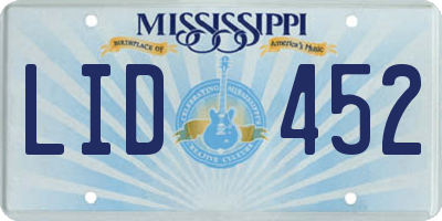 MS license plate LID452