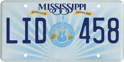 MS license plate LID458