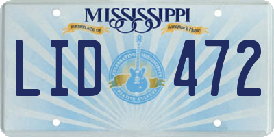 MS license plate LID472