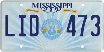 MS license plate LID473