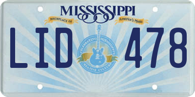 MS license plate LID478