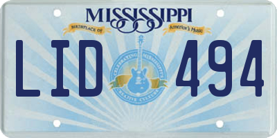 MS license plate LID494