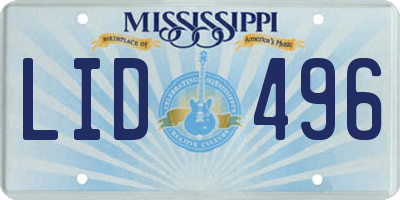 MS license plate LID496