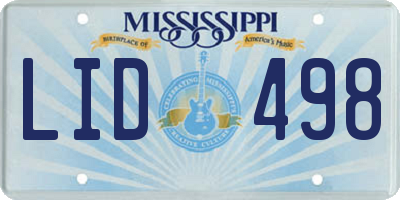MS license plate LID498