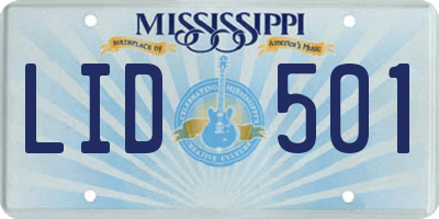 MS license plate LID501