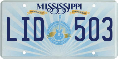 MS license plate LID503