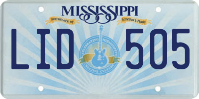 MS license plate LID505