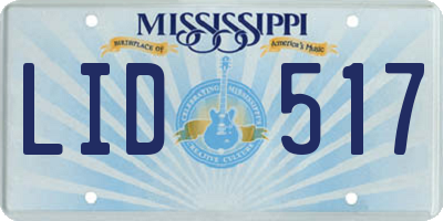 MS license plate LID517