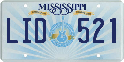 MS license plate LID521