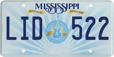 MS license plate LID522