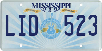 MS license plate LID523