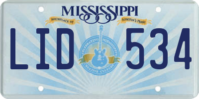 MS license plate LID534