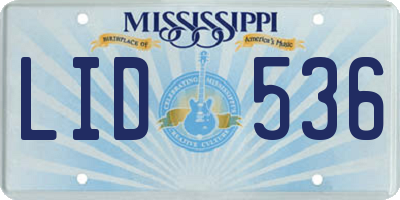 MS license plate LID536