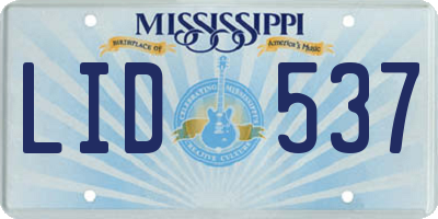 MS license plate LID537