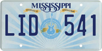 MS license plate LID541