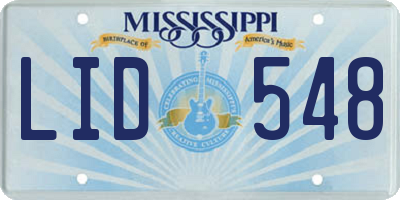 MS license plate LID548
