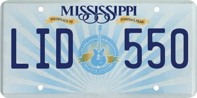 MS license plate LID550