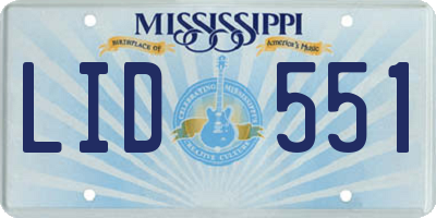 MS license plate LID551