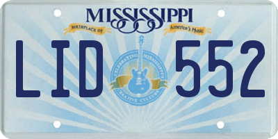 MS license plate LID552