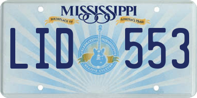 MS license plate LID553