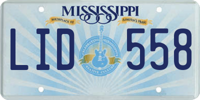 MS license plate LID558