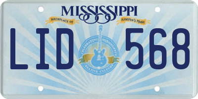 MS license plate LID568