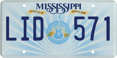 MS license plate LID571