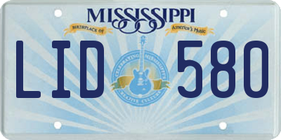 MS license plate LID580