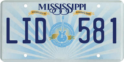 MS license plate LID581