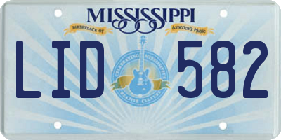 MS license plate LID582