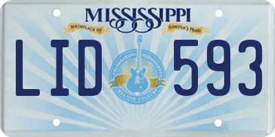 MS license plate LID593