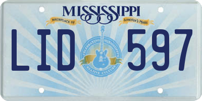 MS license plate LID597