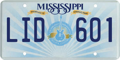 MS license plate LID601