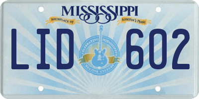 MS license plate LID602