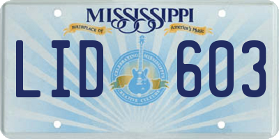 MS license plate LID603