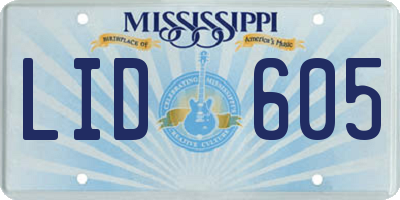 MS license plate LID605