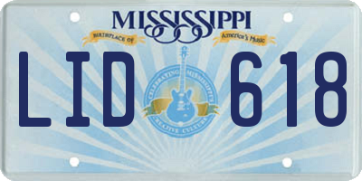 MS license plate LID618