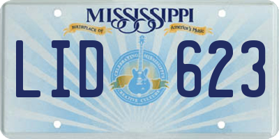 MS license plate LID623