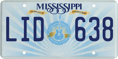 MS license plate LID638