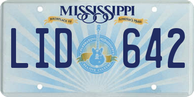 MS license plate LID642