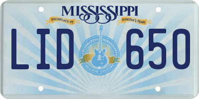 MS license plate LID650