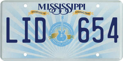 MS license plate LID654