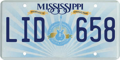 MS license plate LID658